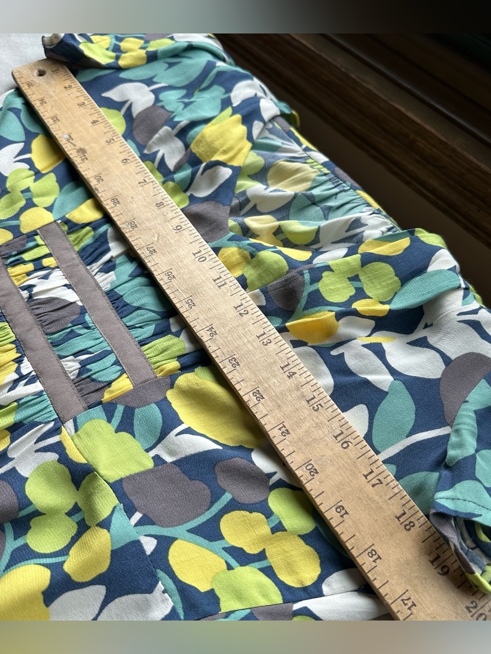 Boden Multicolor Pin Pleat Midi Tea Dress Womens 8 Tall V-Neck 100% Viscose - Picture 7 of 16